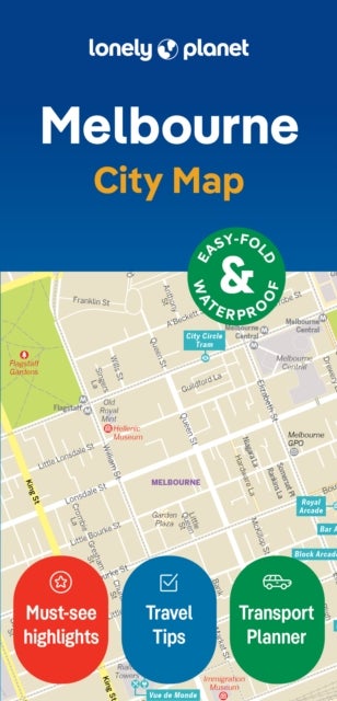 Lonely Planet Melbourne City Map - Durable, Waterproof, Easy-Fold Planning Map with Attractions & Walking Tours
