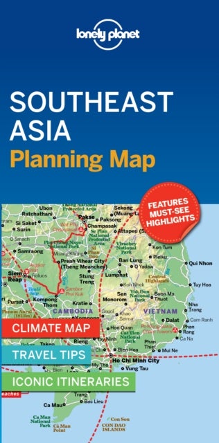 Lonely Planet Southeast Asia Planning Map - Durable, Waterproof, Easy-Fold Travel Map with Top Attractions, Itineraries & Themed Lists