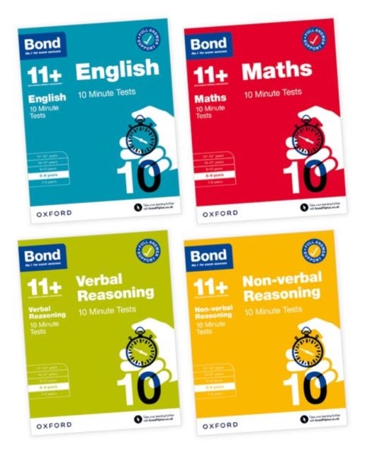 Bond 11+ 10 Minute Tests Bundle for Age 8-9 / For GL Assessment & other 11 plus exams / English, Maths, Verbal Reasoning, and Non-verbal Reasoning