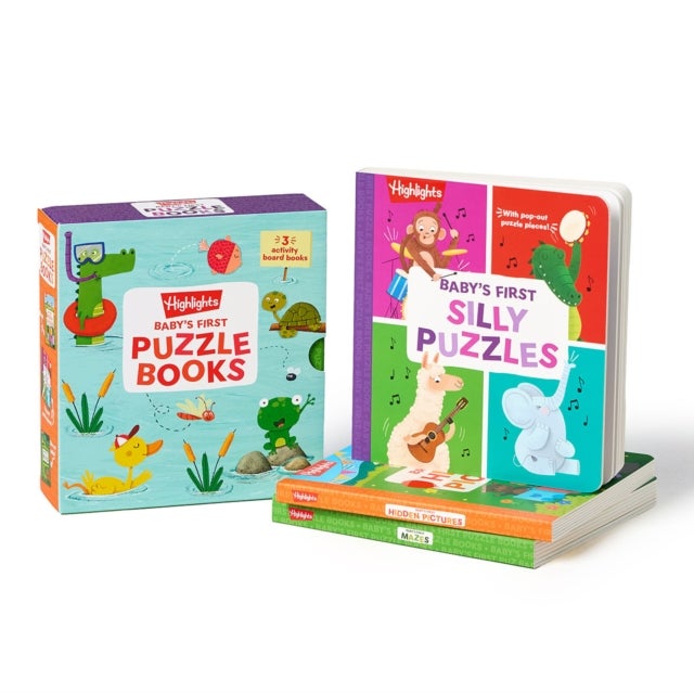 Baby’s First Puzzle Books - Set of Interactive Baby Books for Sensory Learning, 3 Play Time Board Books for Babies and Toddlers with Foam Puzzle, Mazes and More