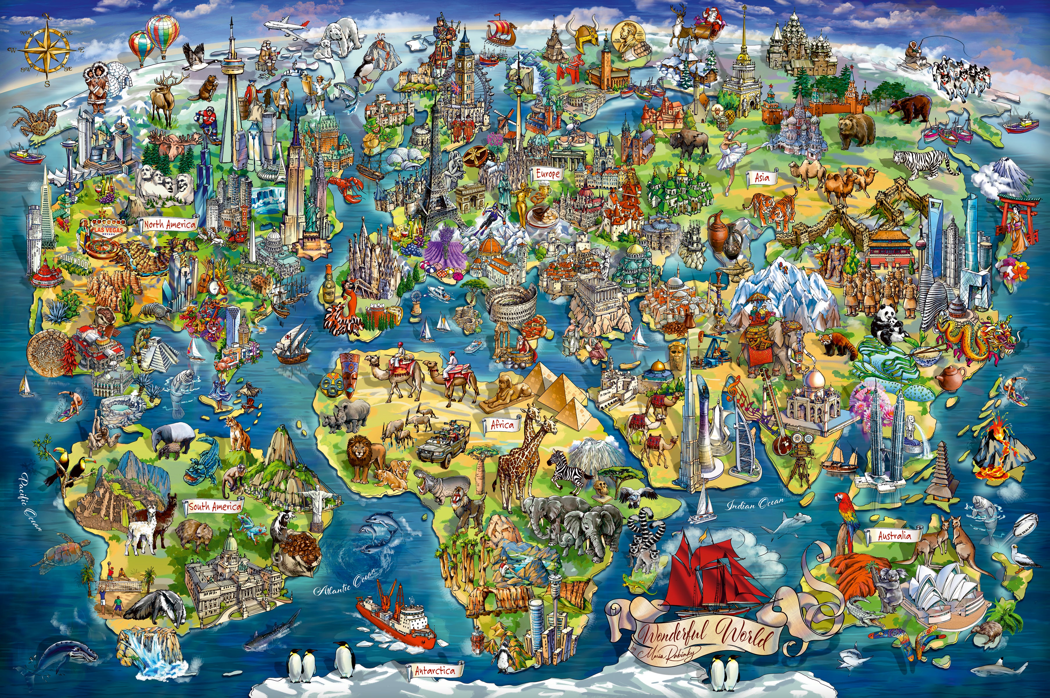 Puslespill 5000 Verdenskart Ravensburger