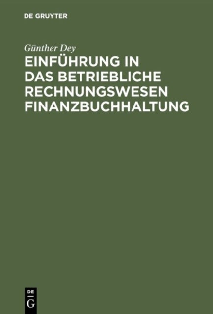 Einfuhrung in das betriebliche Rechnungswesen Finanzbuchhaltung