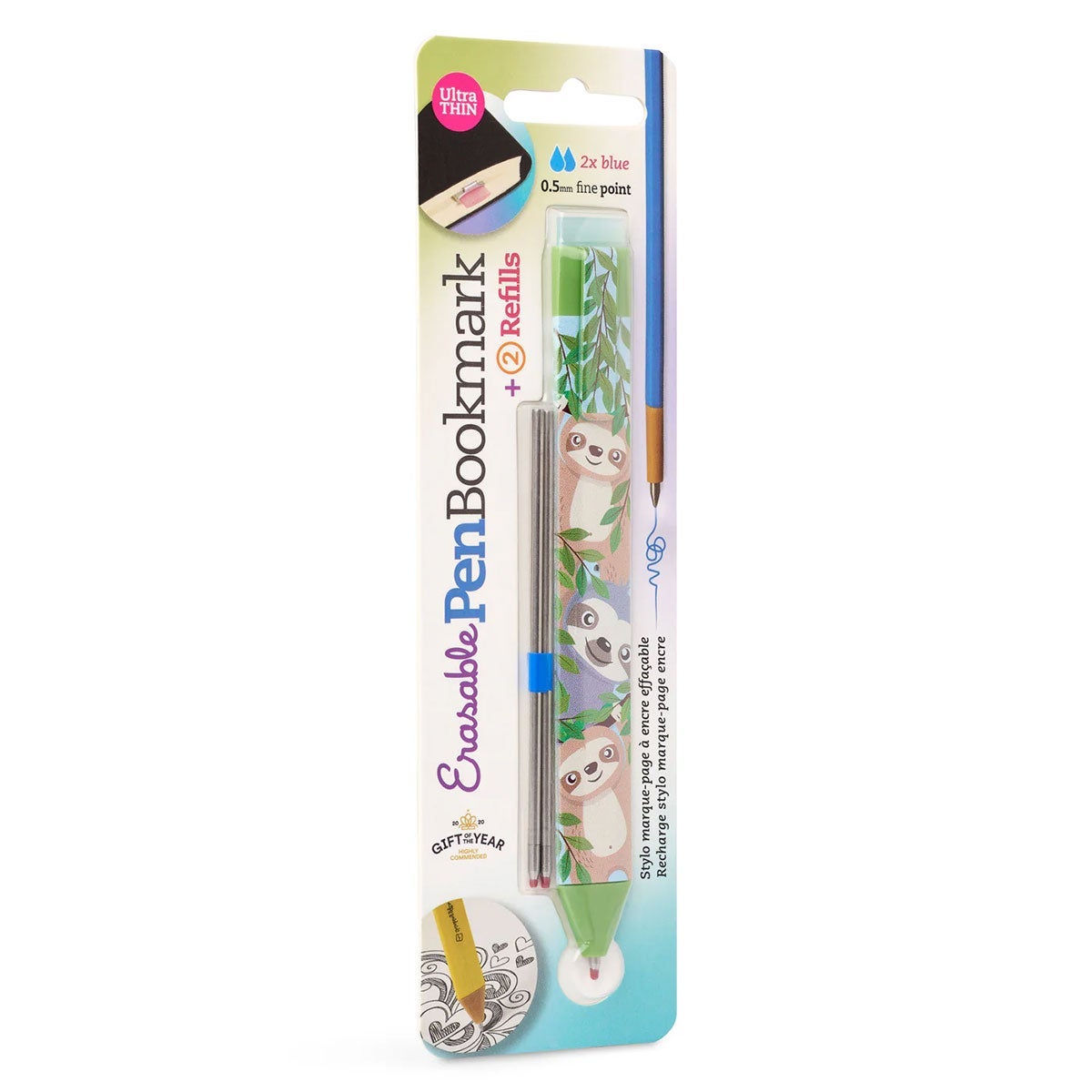 Pen Bookmark Sloth with Refills