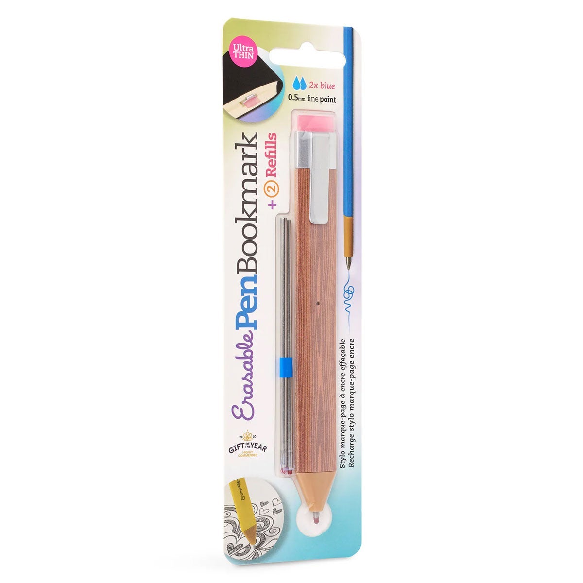 Bokmerke penn Wood with Refills