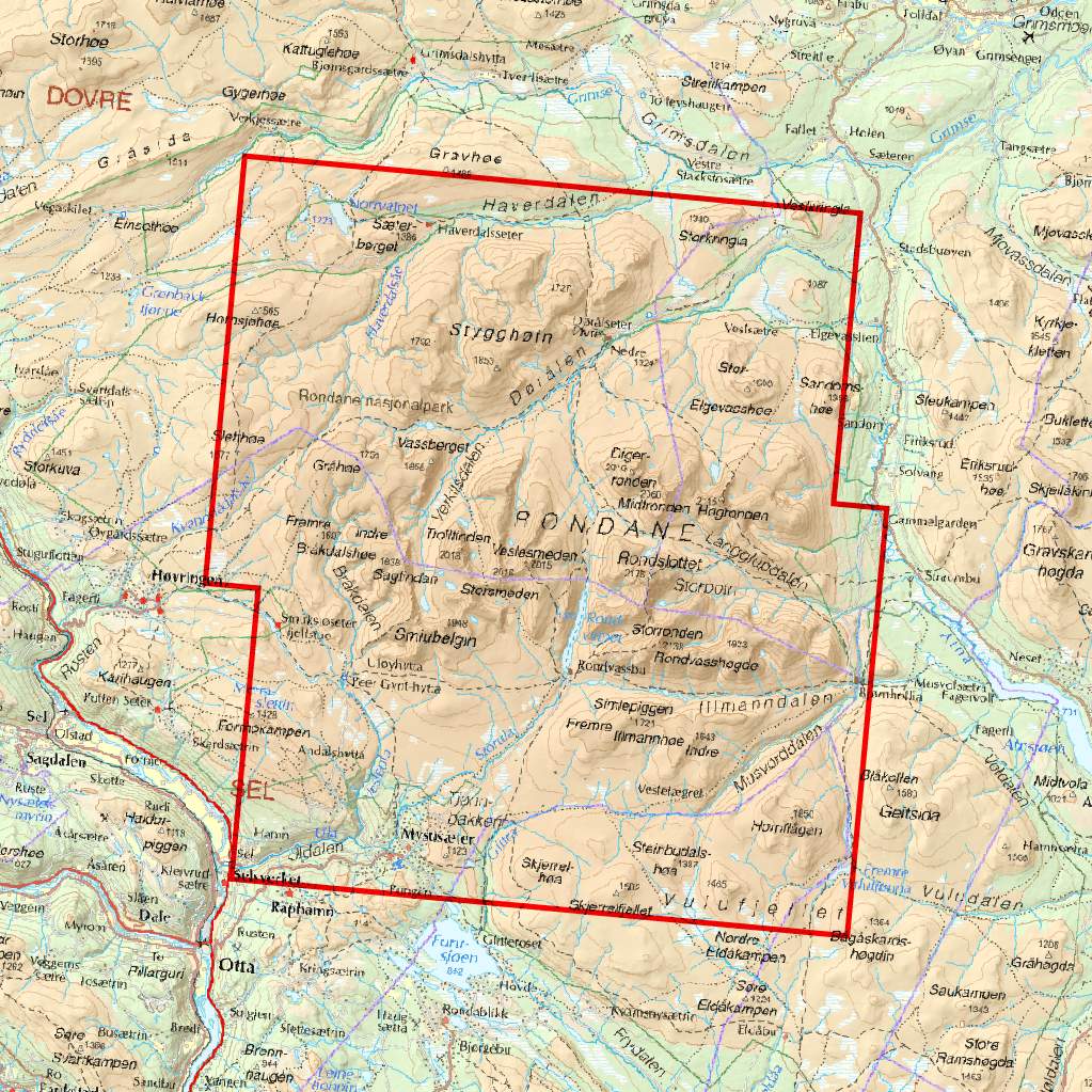 Høyfjellskart: Rondanemassivet