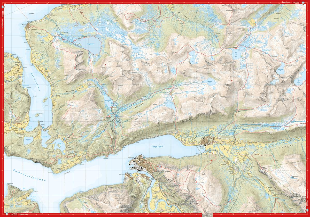 Hoyfjellskart Romsdalen: Isfjorden & Eresfjord 1:25 000