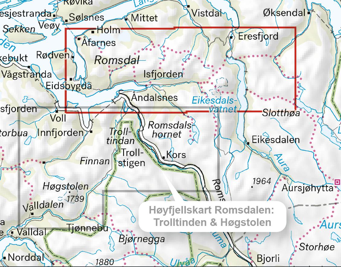 Hoyfjellskart Romsdalen: Isfjorden & Eresfjord 1:25 000