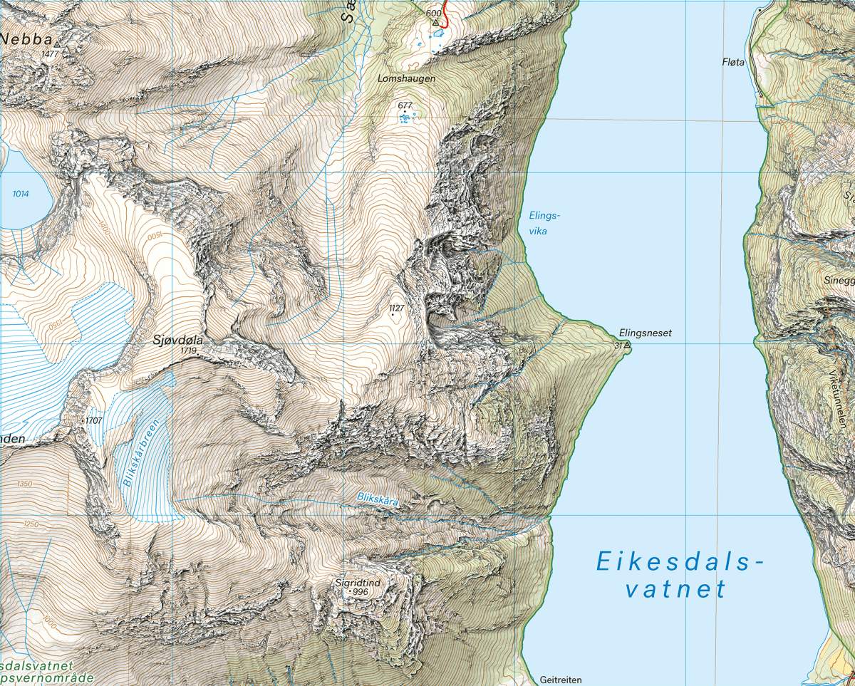Hoyfjellskart Romsdalen: Isfjorden & Eresfjord 1:25 000