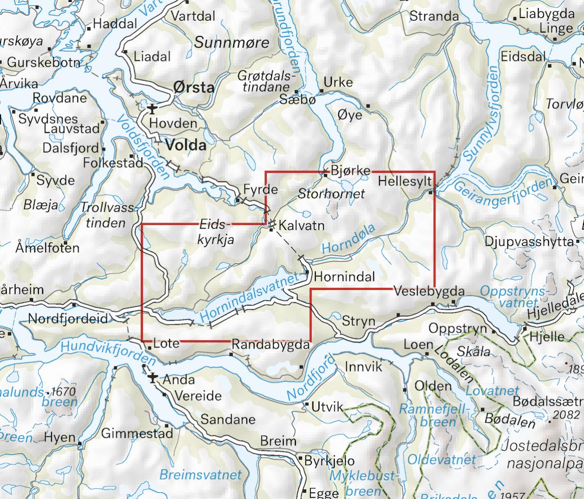 Høyfjellskart Hornindal