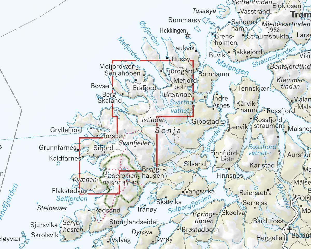 Høyfjellskart Senja: Keipen, Tredjefjellet & Kvænan