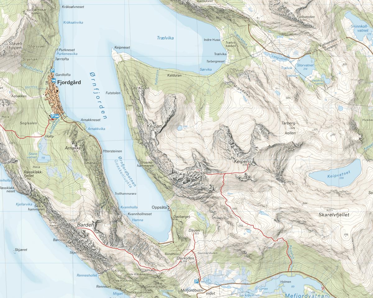 Høyfjellskart Senja: Keipen, Tredjefjellet & Kvænan