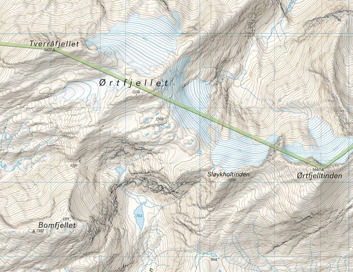 Høyfjellskart Røvassdalen & Dunderlandsdalen