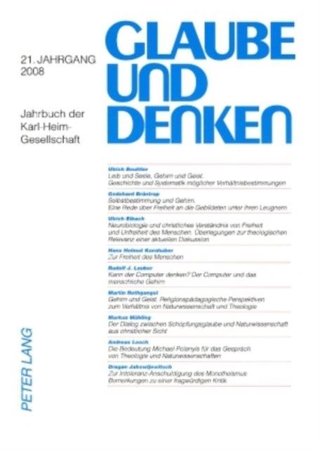 Glaube Und Denken - Jahrbuch Der Karl-Heim-Gesellschaft - 21. Jahrgang 2008