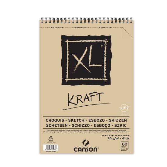 Tegneblokk Canson XL 60 ark 90 gr A4 - Kraft