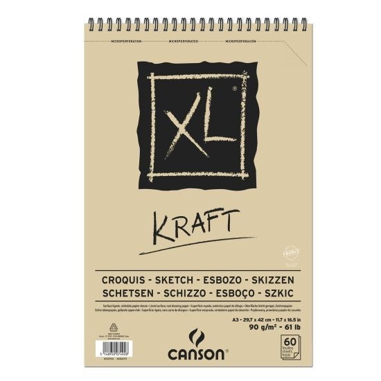 Tegneblokk Canson XL 60 ark 90 gr A3 - Kraft