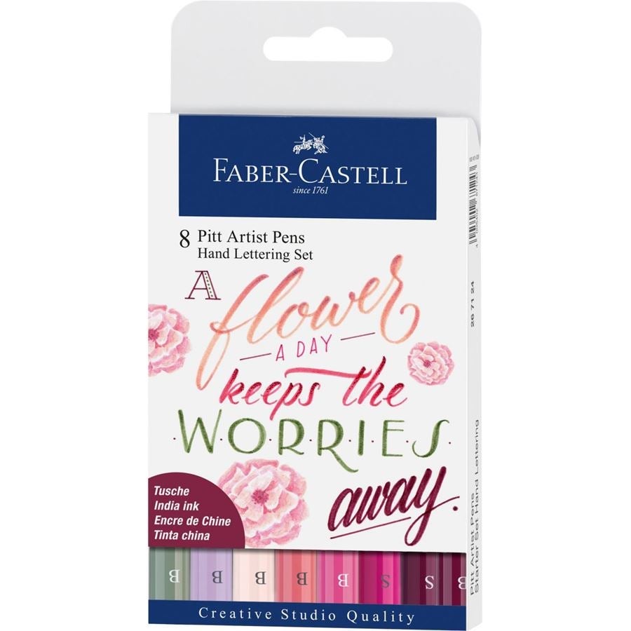 Skrivesett Faberlettering Rosa 8 Stk