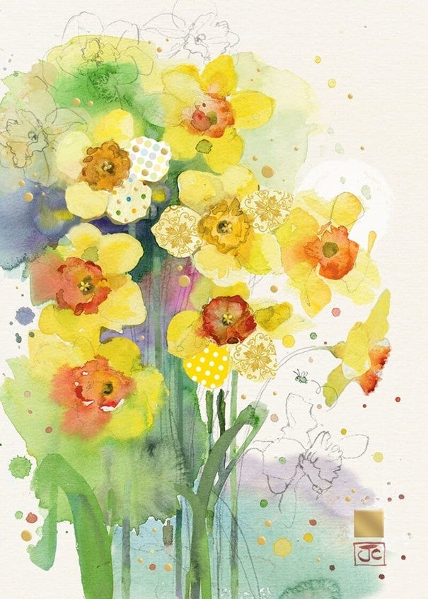 Kort Dobbelt 167x118mm Collage Daffodils