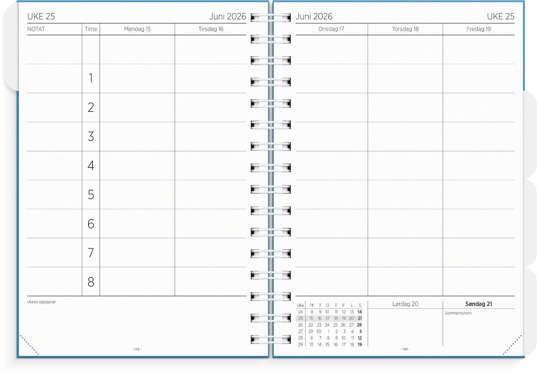 Lærerkalender A5 vg skole 25/26 blå