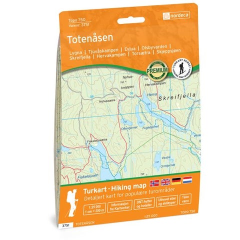 Totenåsen 1:25 000 - Veikart