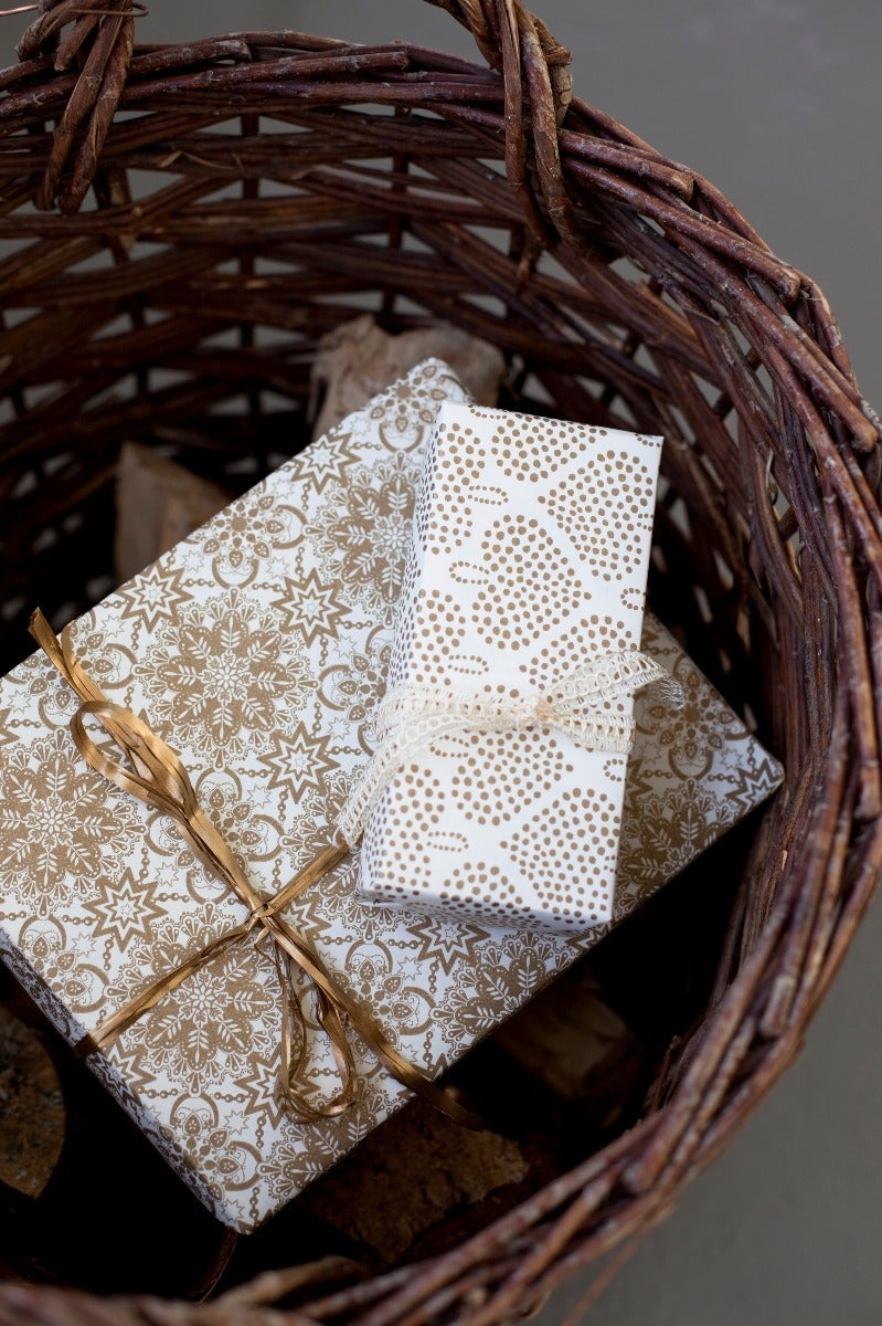 Gavepapir 5m x 70cm Kraft Glimma