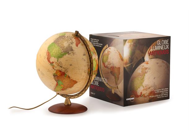 Globus m/lys Antic 30cm Engelsk
