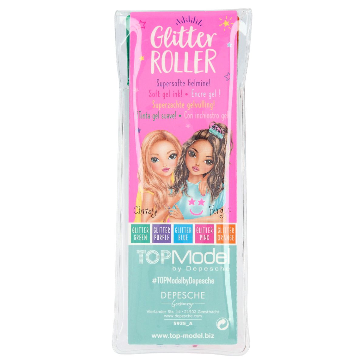 Glittergel Pen Sett 5 Farger Topmodel