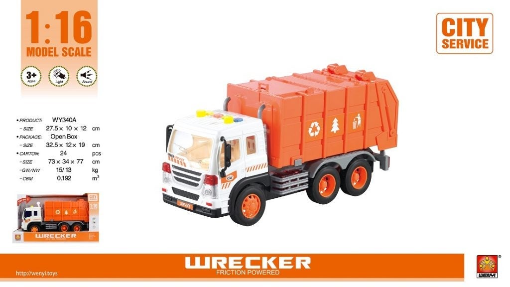 Wenyi Søppelbil m/Lyd og lys (32Cm)