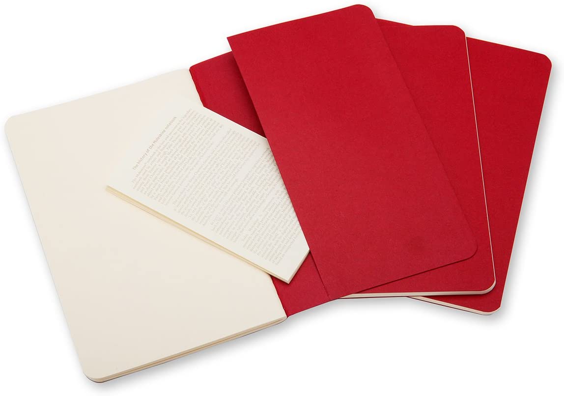 Moleskine Plain Cahier L - Red Cover (3 Set)