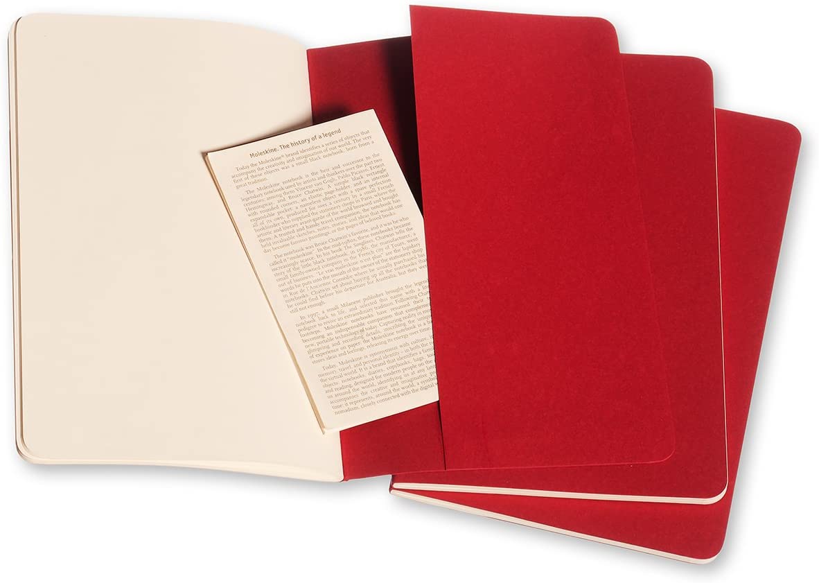 Moleskine Plain Cahier L - Red Cover (3 Set)