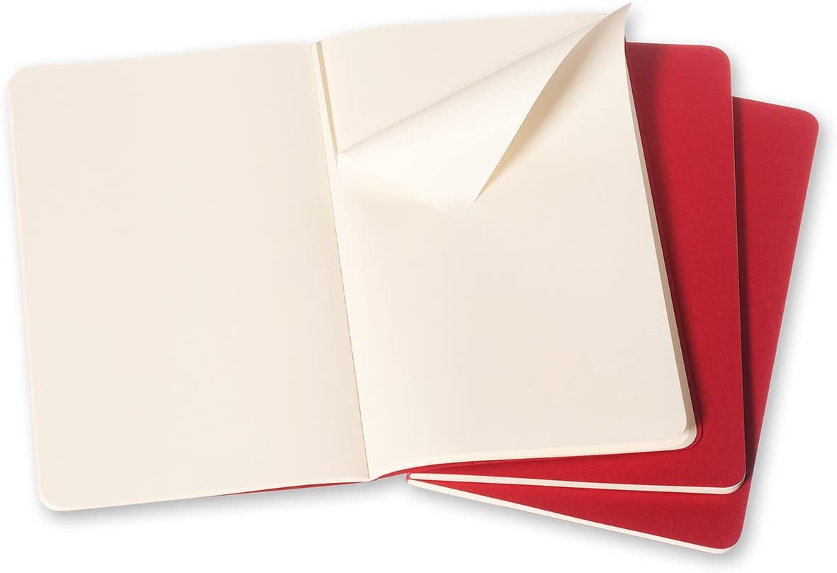 Moleskine Plain Cahier L - Red Cover (3 Set)
