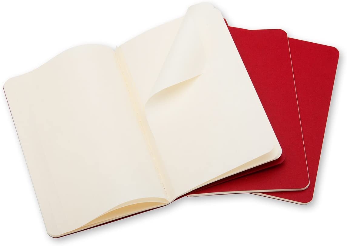 Moleskine Plain Cahier L - Red Cover (3 Set)