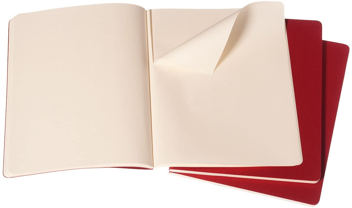 Notatbok Moleskine Cahier Ulinjert Rød XL (3)