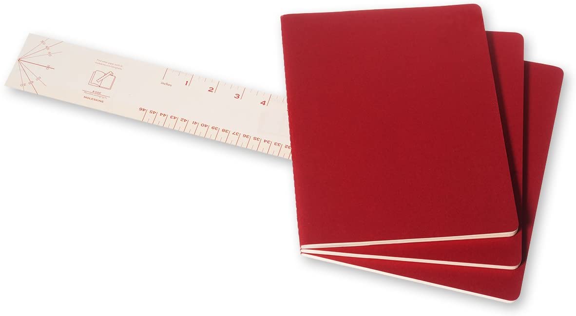 Notatbok Moleskine Cahier Ulinjert Rød XL (3)