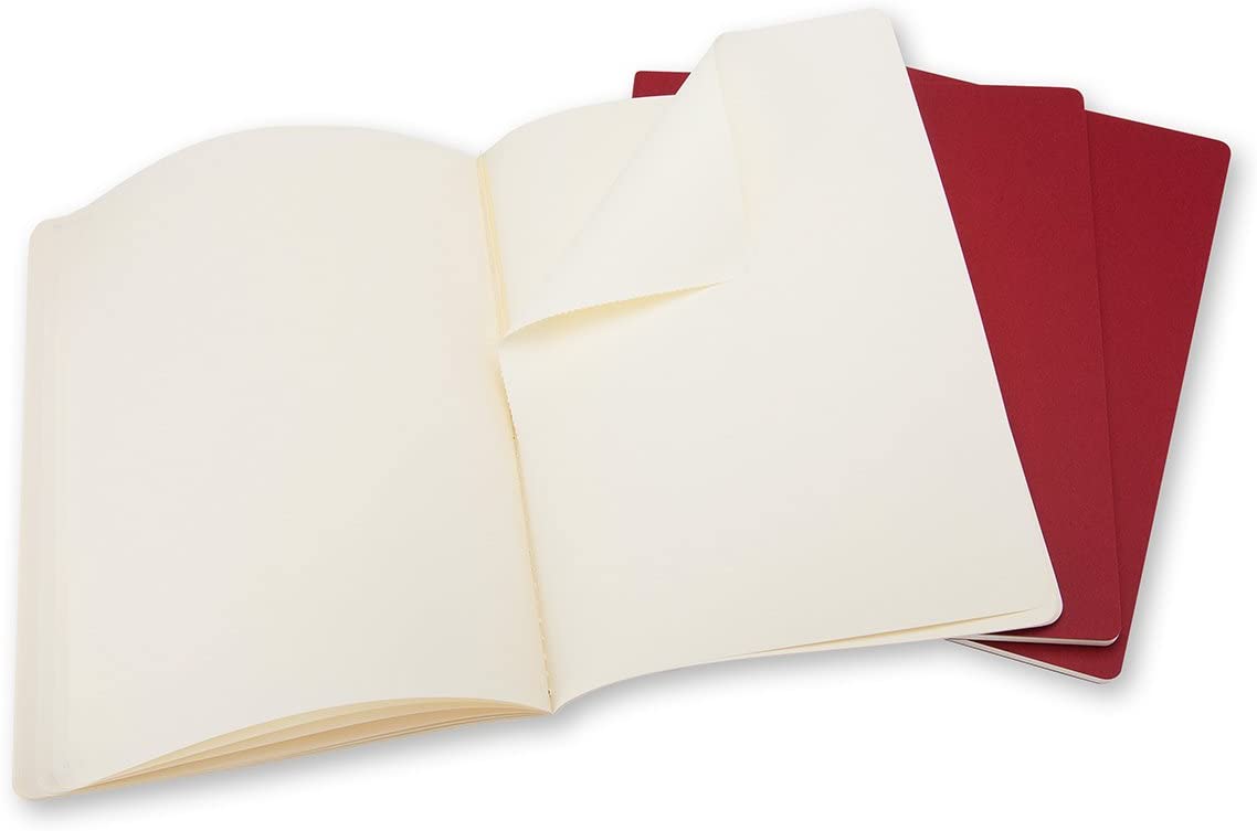 Notatbok Moleskine Cahier Ulinjert Rød XL (3)
