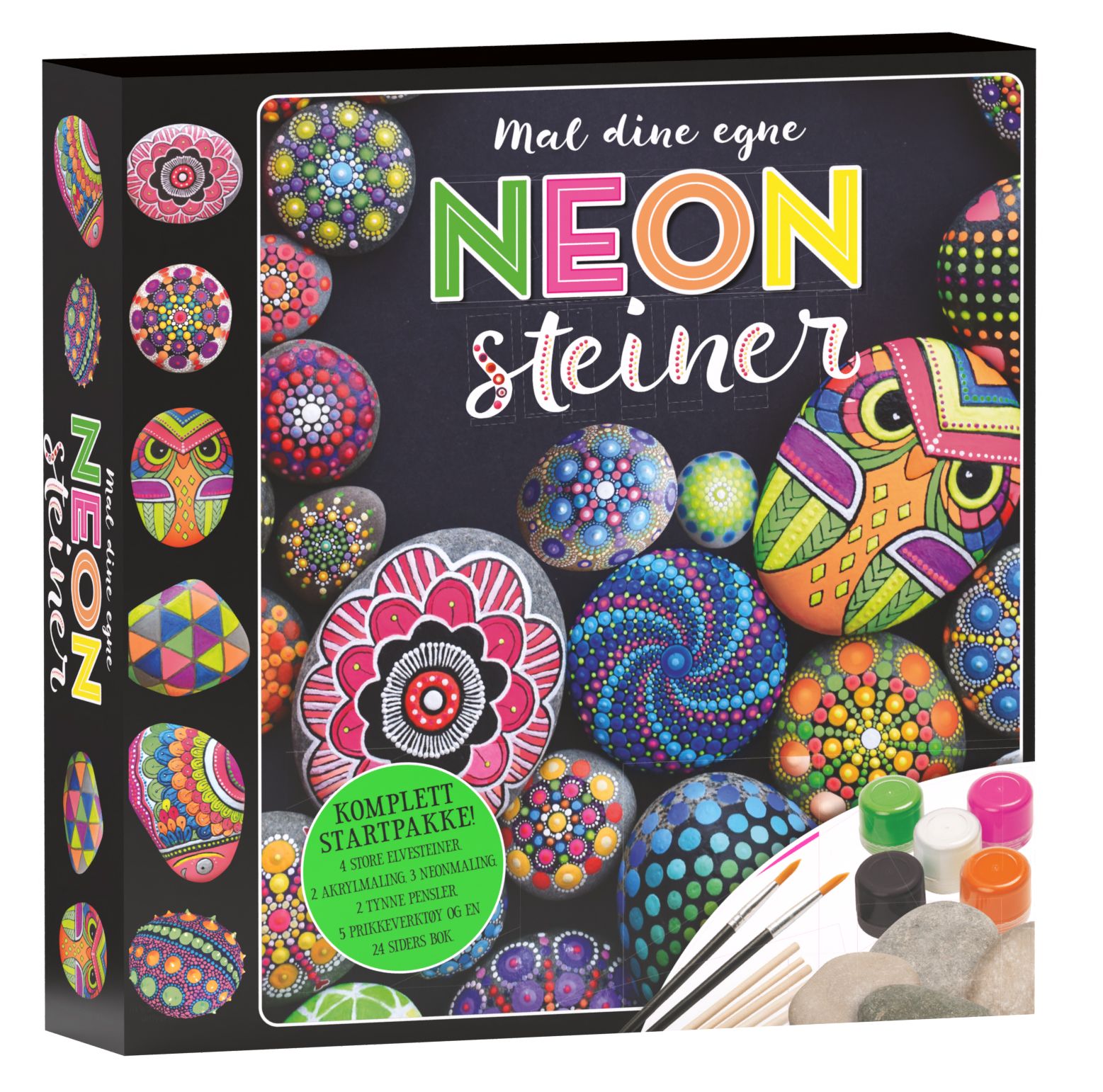 Mal dine egne neonsteiner - pakke med maling og steiner