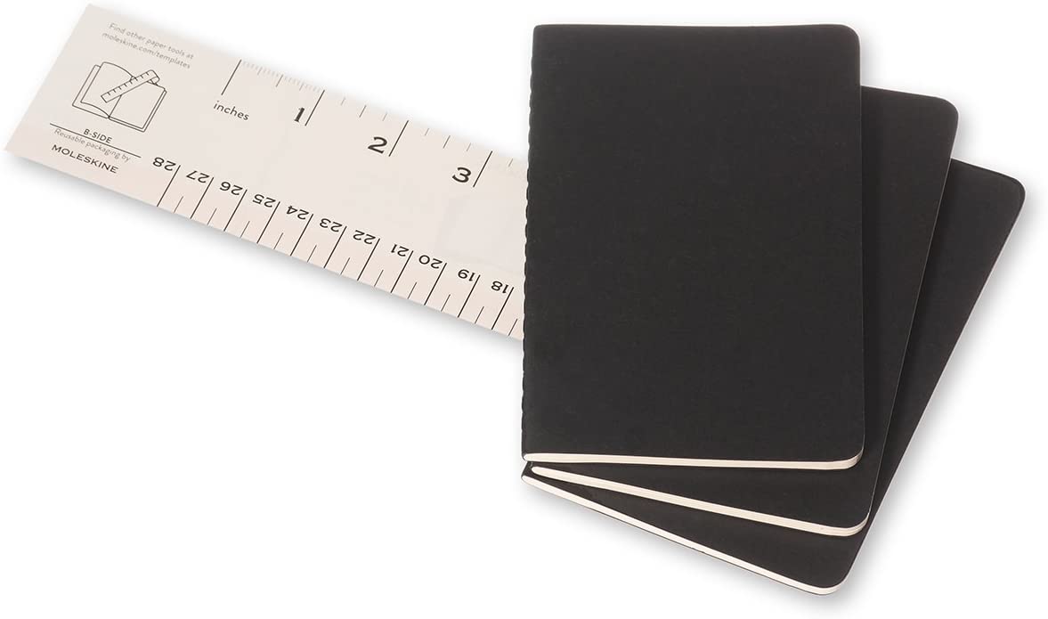 Moleskine Squared Cahier - Black Cover (3 Set)