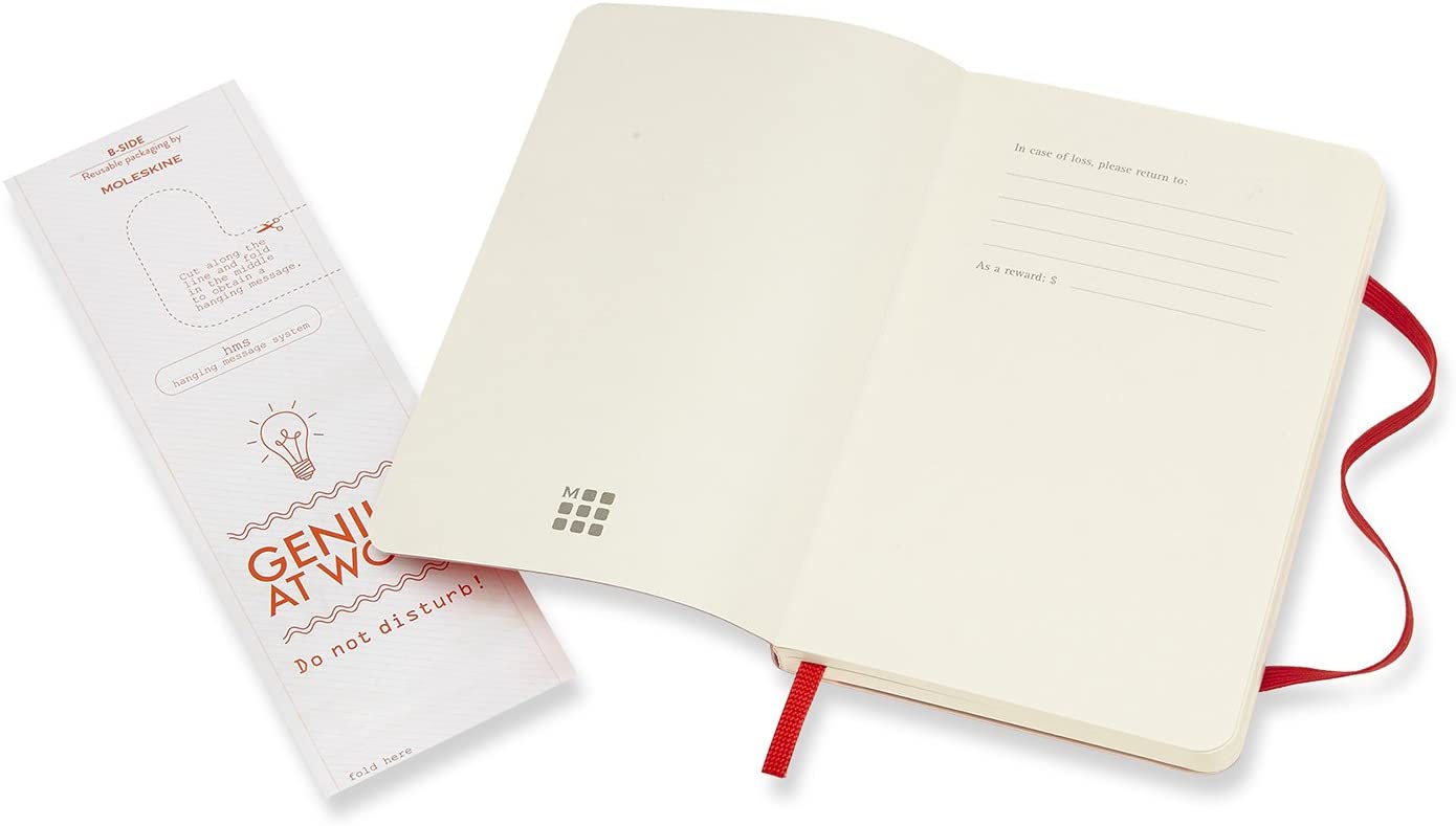 Moleskine Notatbok Linjert Rød Myk Pocket