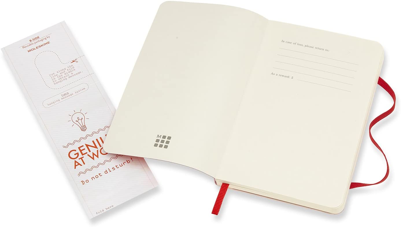 Moleskine Notatbok Ulinjert Myk Pocket Rød