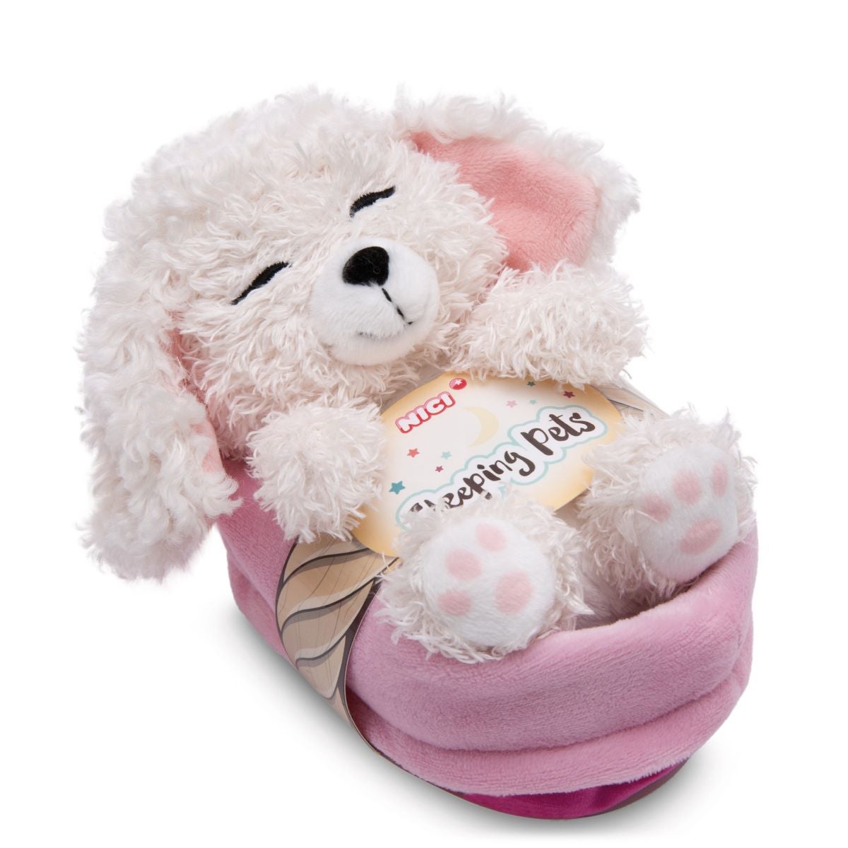 Hund Plysj 12m Sleeping Pets Poodle White Dog Nici