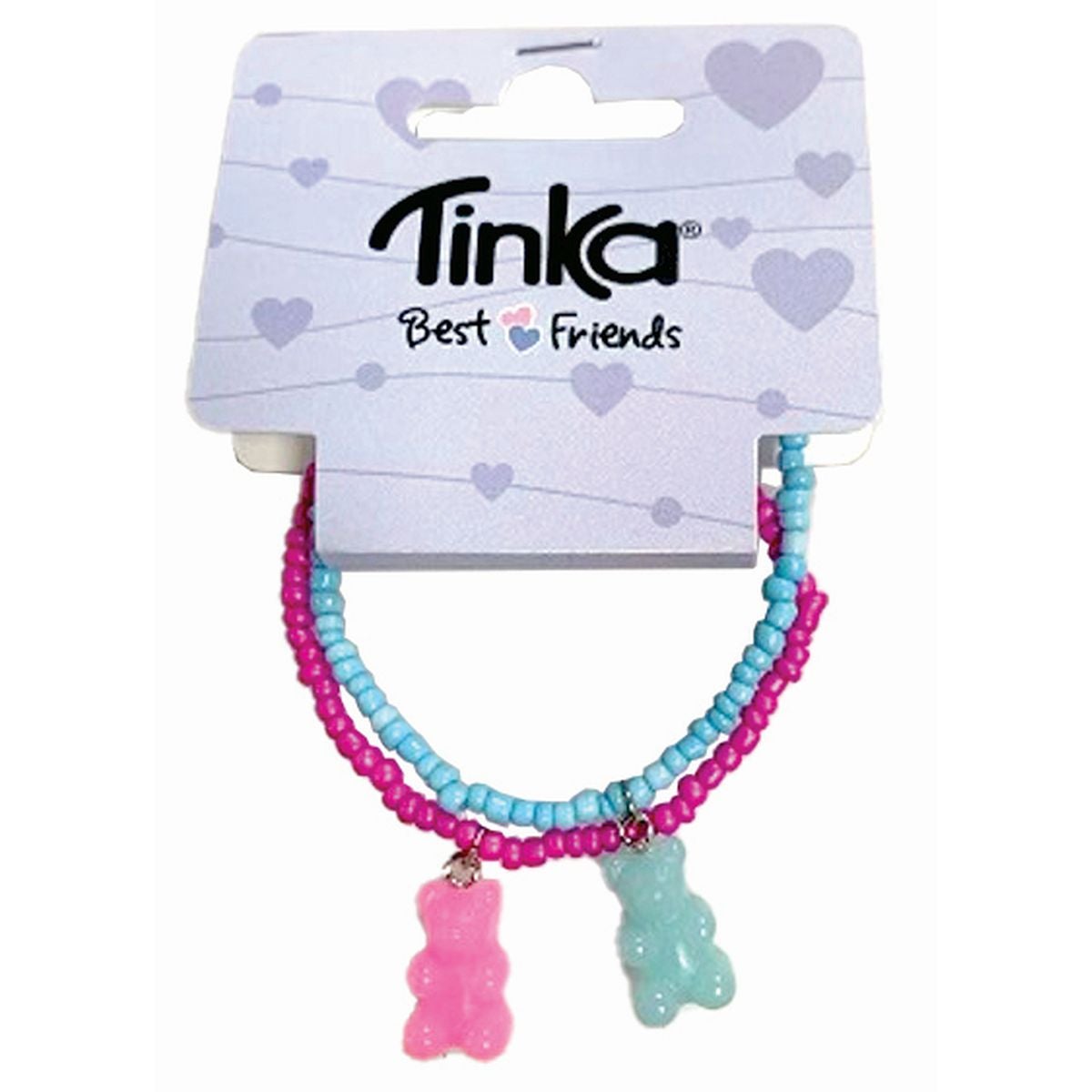 Armbånd 2stk Blå/Lilla Perler Bamse Tinka