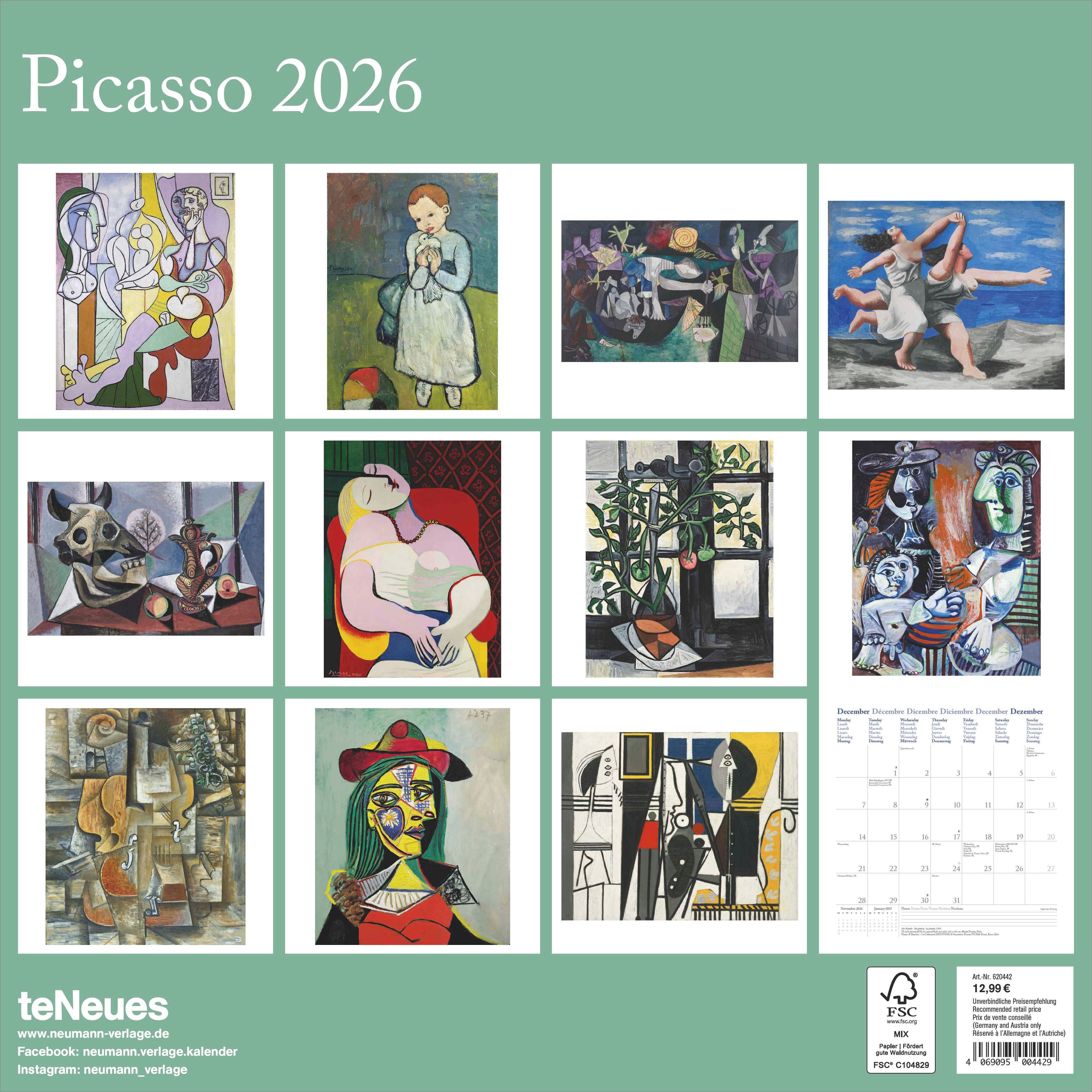 Kalender 2026 Picasso 30X30Cm