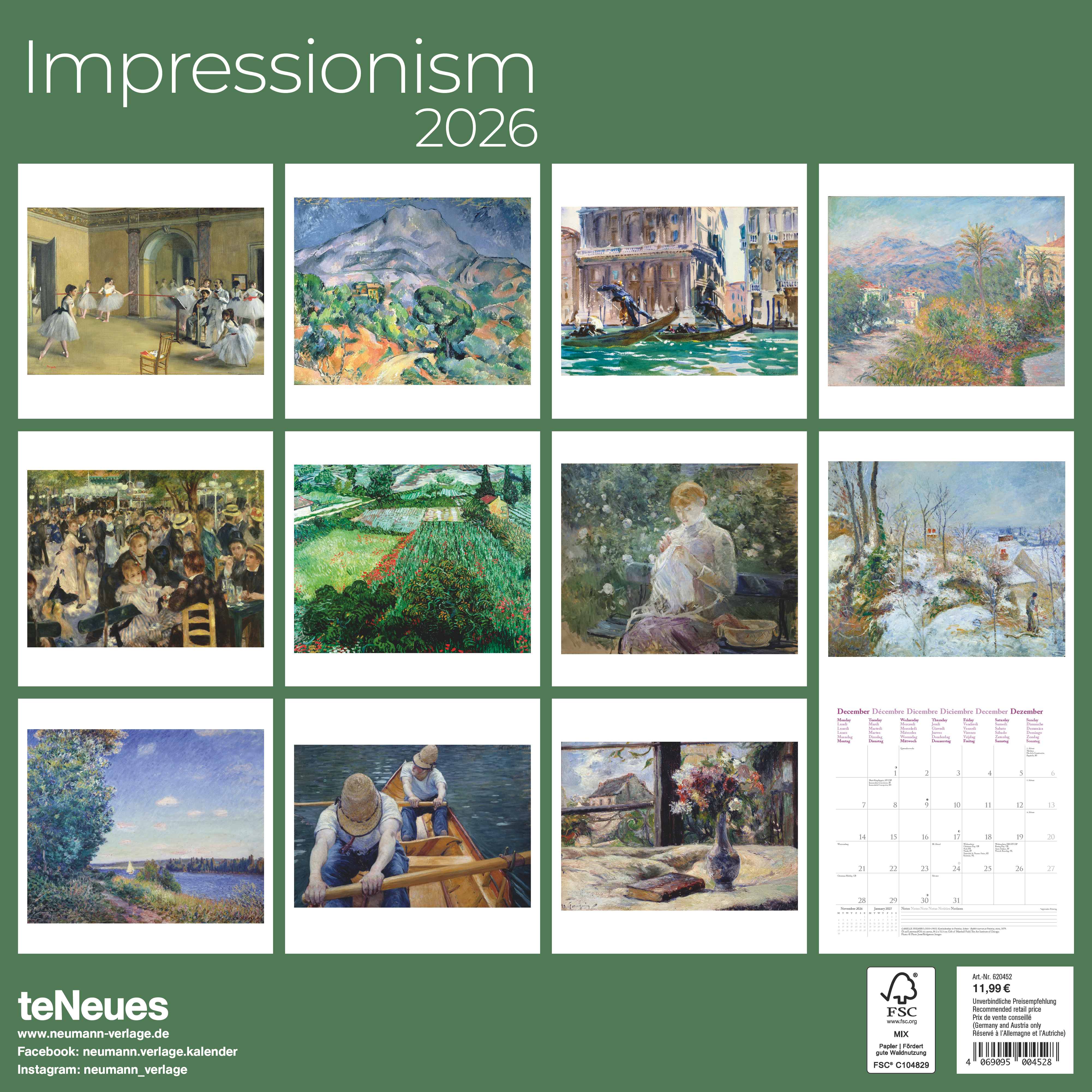 Kalender 2026 Impressionism 30X30Cm