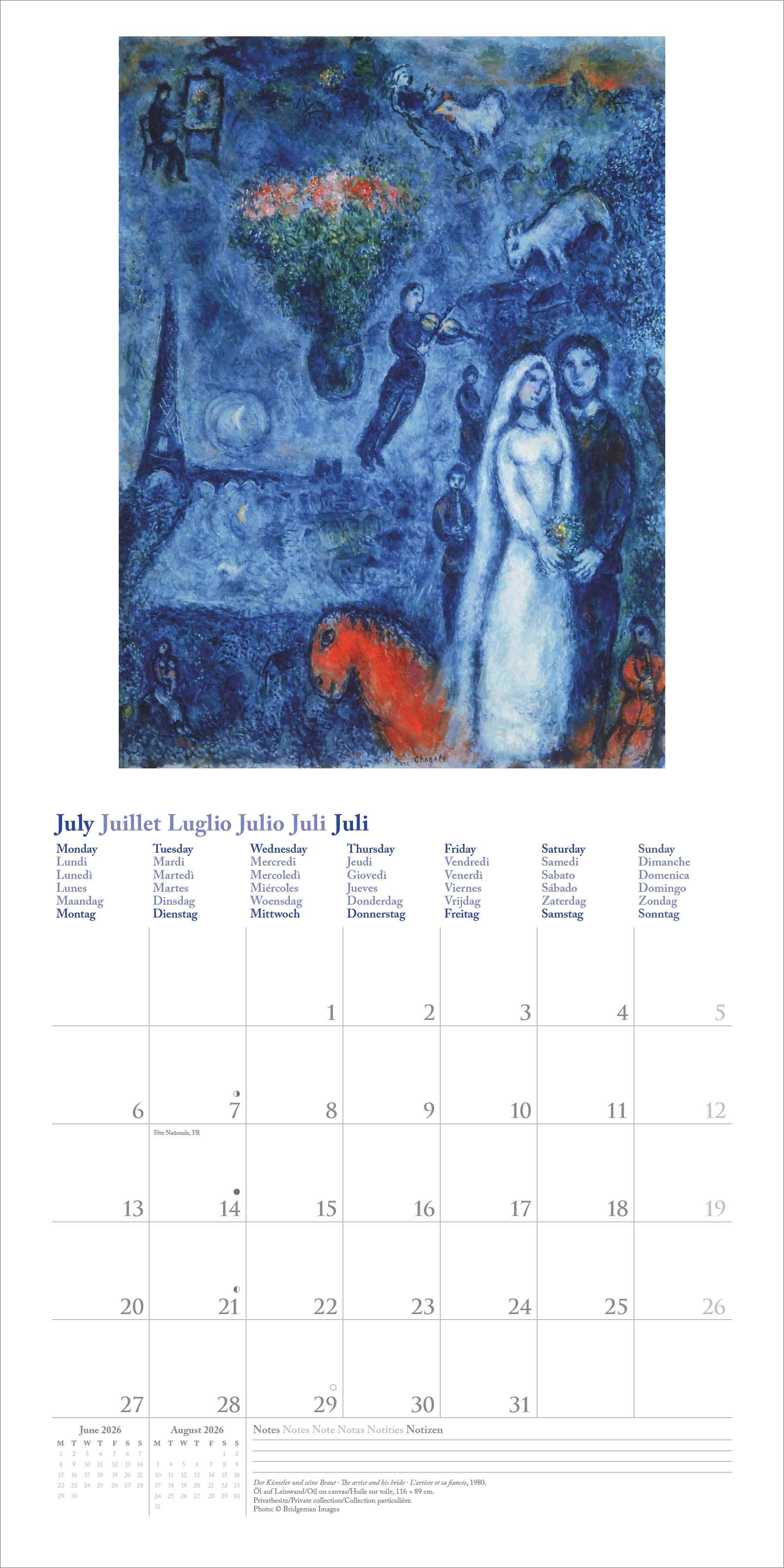 Kalender 2026 Chagall 30X30Cm