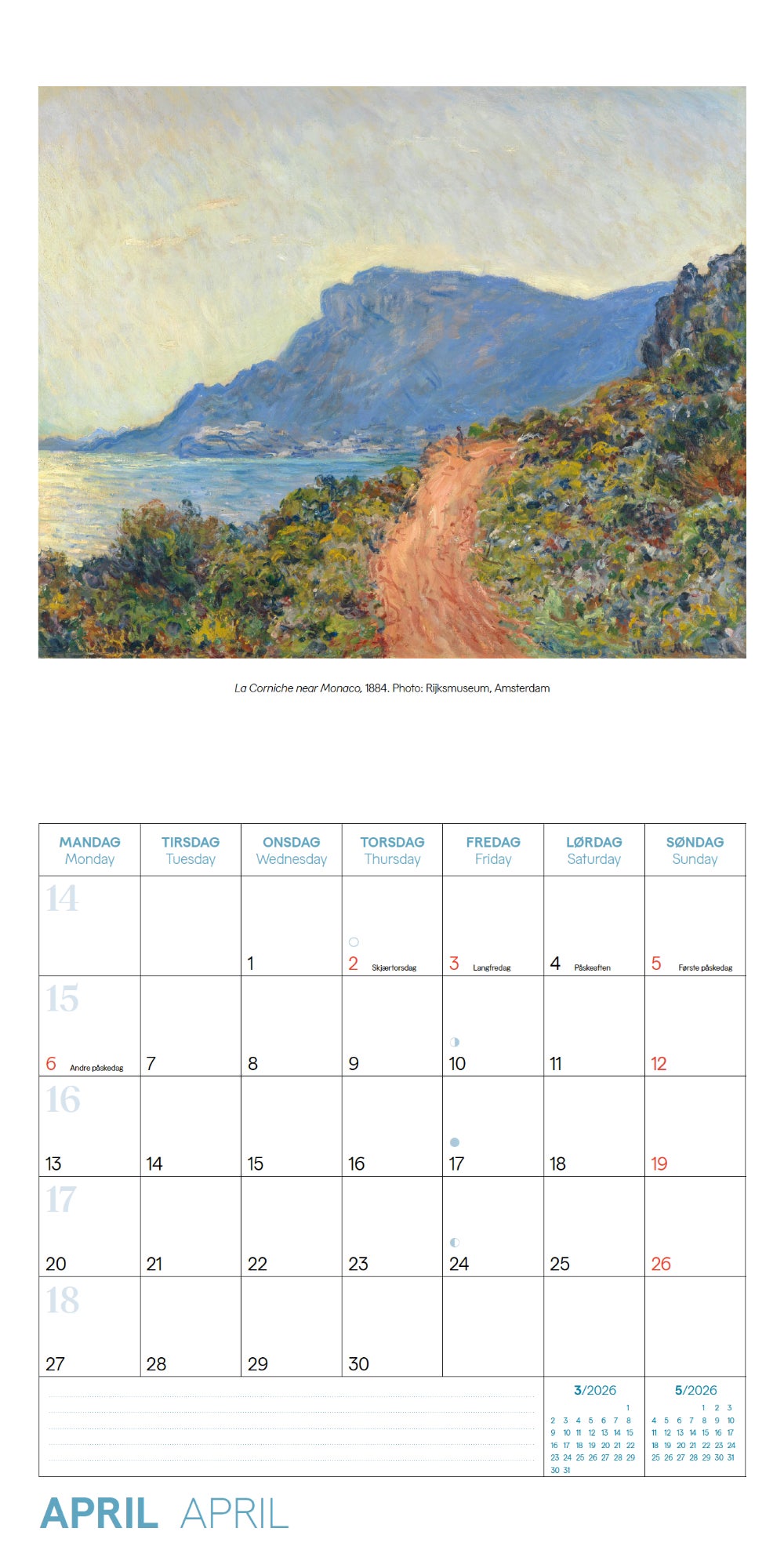 Kalender 2026 Monet 30X30Cm