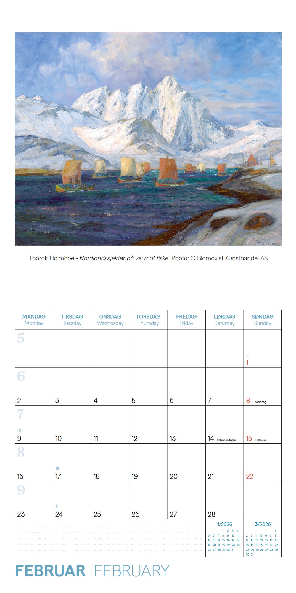 Kalender 2026 Norske Kunstnere 30X30Cm