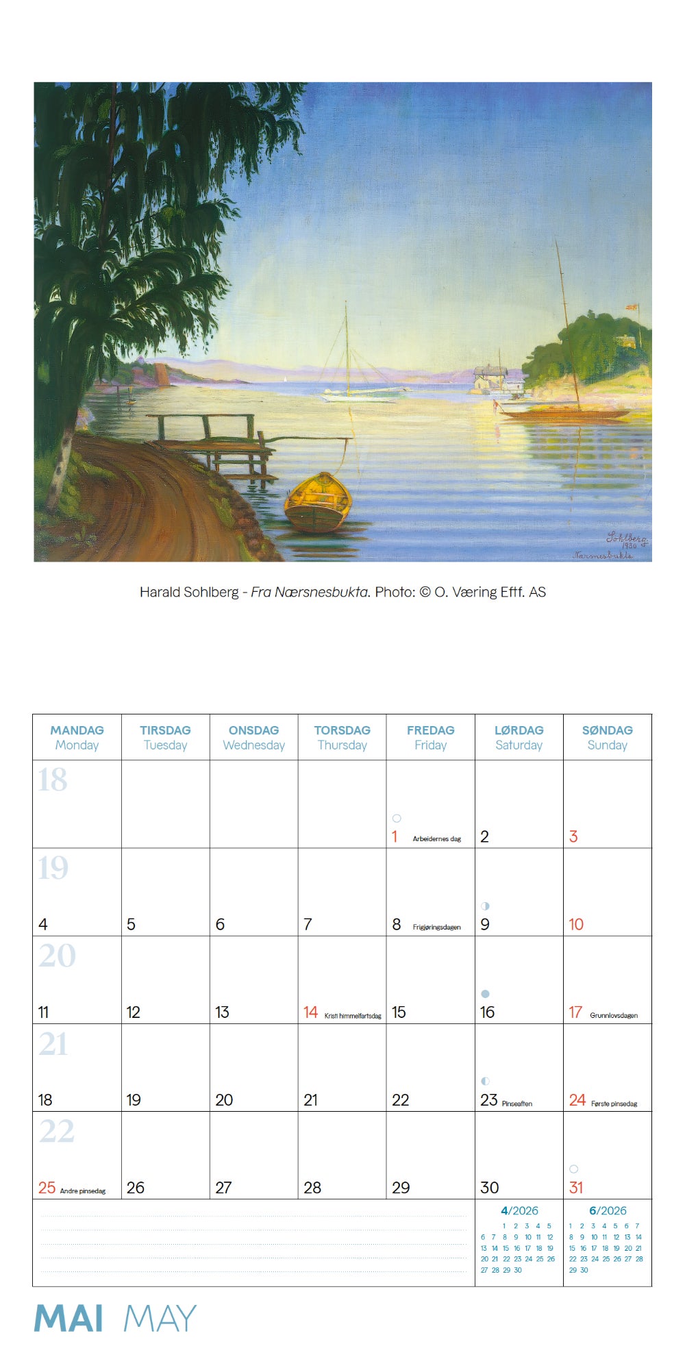 Kalender 2026 Norske Kunstnere 30X30Cm