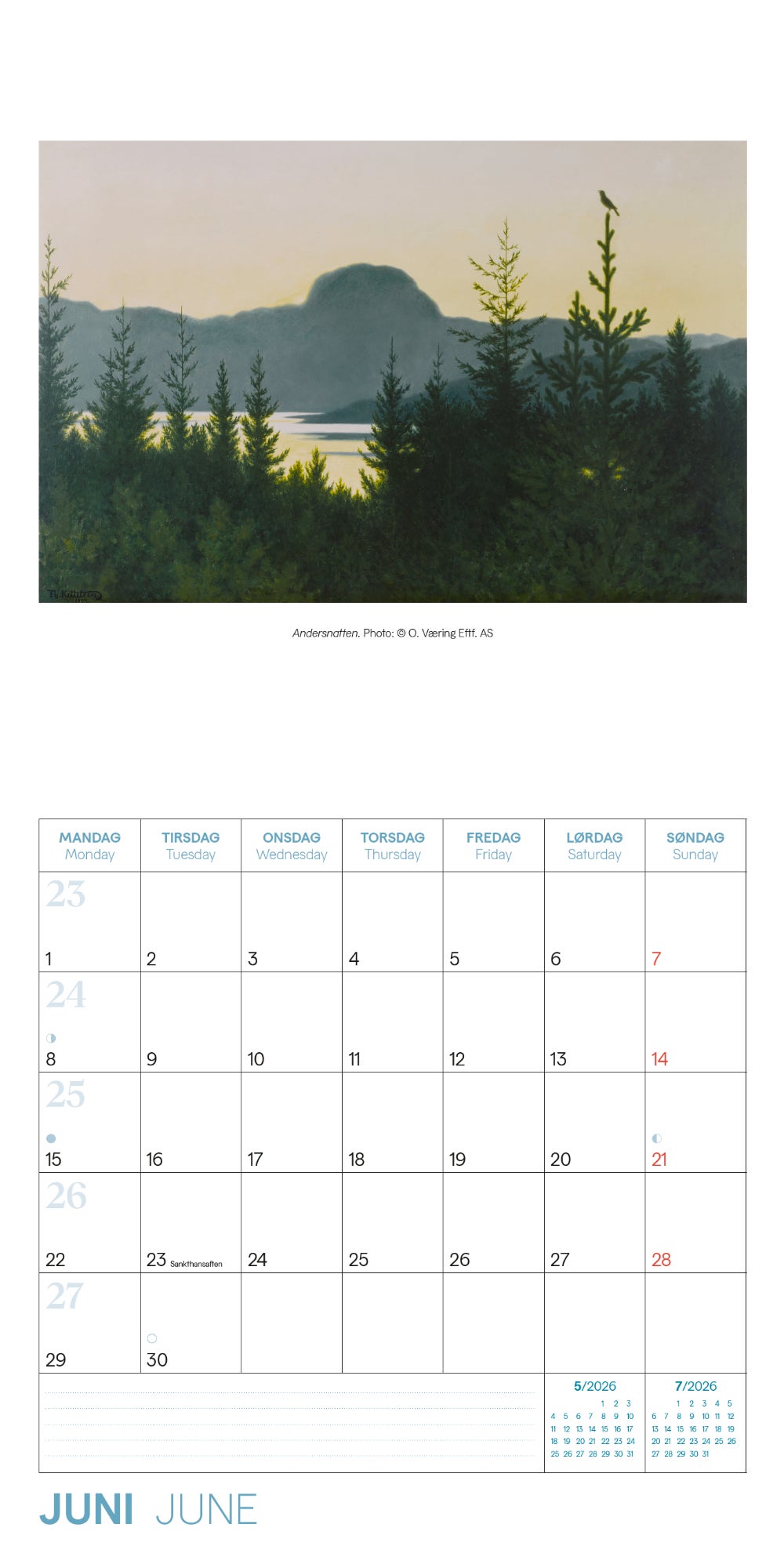 Kalender 2026 T. Kittelsen 30X30Cm