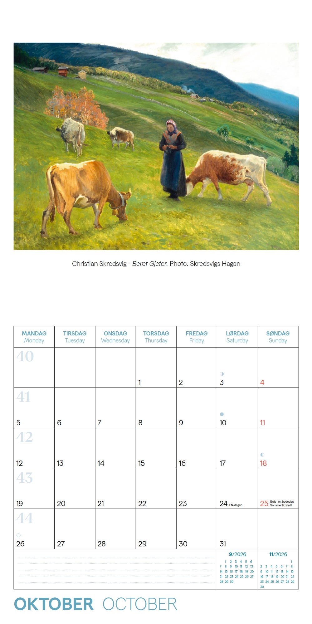 Kalender 2026 Norske Kunstnere 18X18Cm