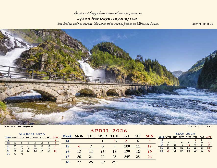 Kalender 2026 Wonders Of Norway 23X17Cm