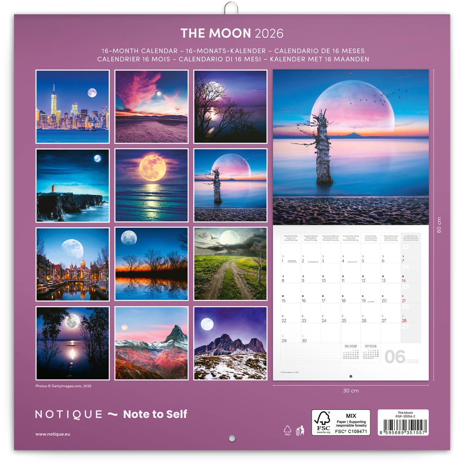 Kalender 2026 The Moon 30X30Cm